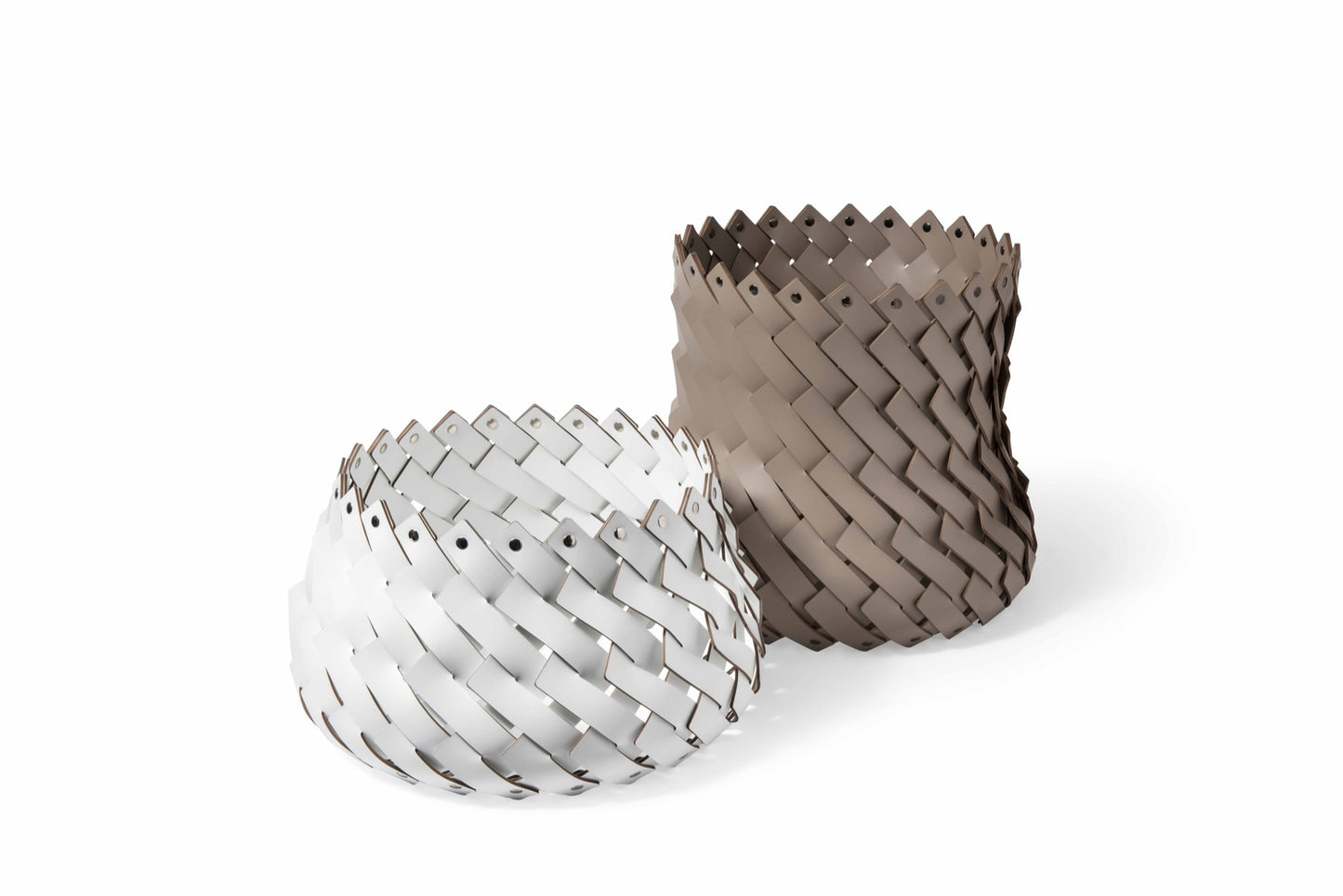 Panier en cuir régénéré tissé à la main d'Almeria