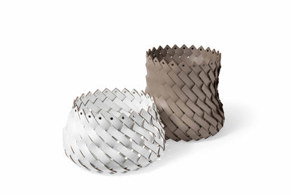 Panier en cuir régénéré tissé à la main d'Almeria