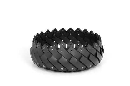 Panier en cuir régénéré tissé à la main d'Almeria