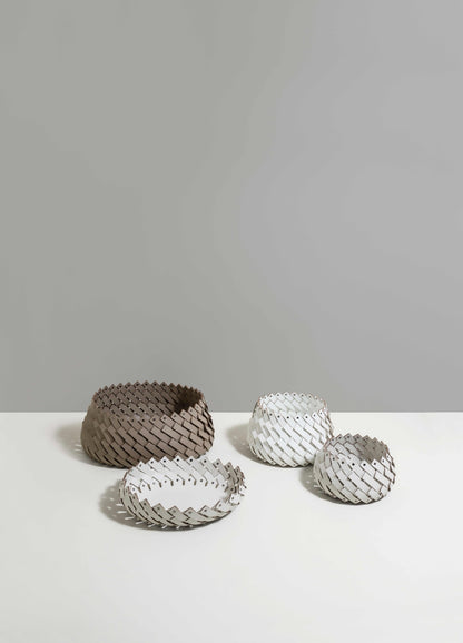 Panier en cuir régénéré tissé à la main d'Almeria