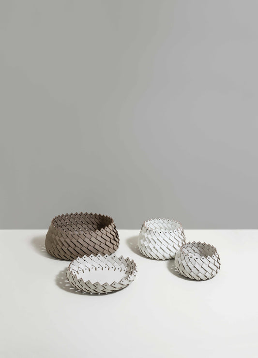 Panier en cuir régénéré tissé à la main d'Almeria
