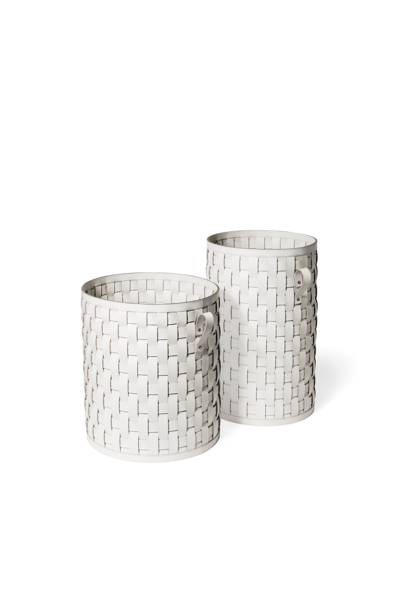 Demetra Handwoven Regenerated Leather Basket, Round