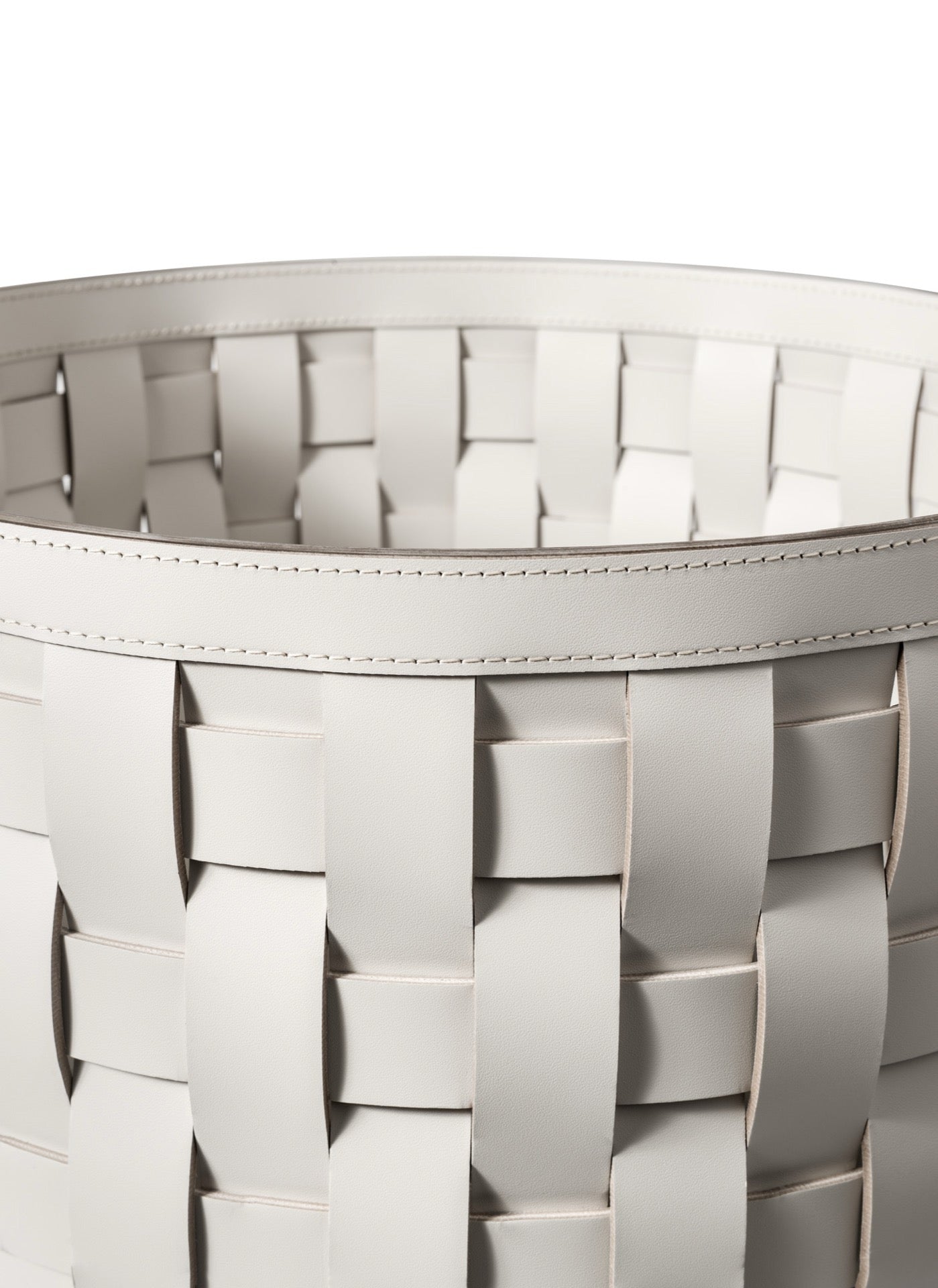 Demetra Handwoven Regenerated Leather Basket, Round