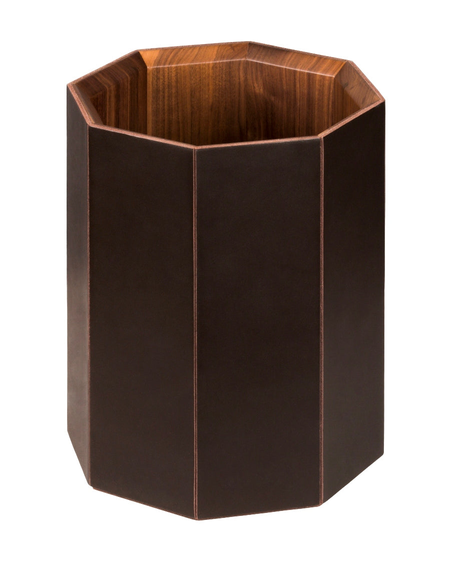 Rabitti 1969 Coste Saddle Leather And Solid Walnut Wastepaper Bin | Handcrafted with Luxurious Saddle Leather and Solid Walnut | Enhance Your Office or Living Space with Timeless Elegance | Available at 2Jour Concierge, #1 luxury high-end gift & lifestyle shop