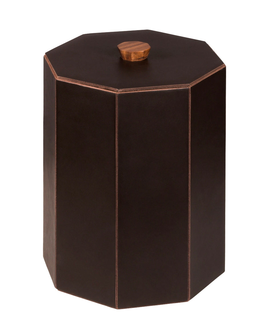 Rabitti 1969 Coste Saddle Leather And Solid Walnut Wastepaper Bin | Handcrafted with Luxurious Saddle Leather and Solid Walnut | Enhance Your Office or Living Space with Timeless Elegance | Available at 2Jour Concierge, #1 luxury high-end gift & lifestyle shop