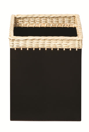 Rabitti 1969 Como Saddle Leather & Wicker Bin | Combines saddle leather and woven wicker | Features a sleek and stylish design | Discover Premium Home Accessories at 2Jour Concierge for sophisticated touches to your decor