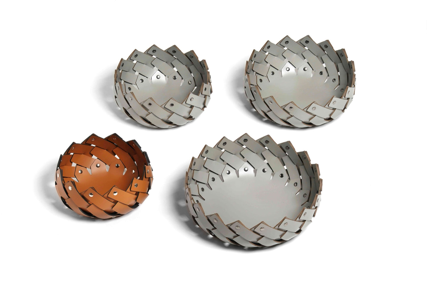 Panier en cuir régénéré tissé à la main d'Almeria