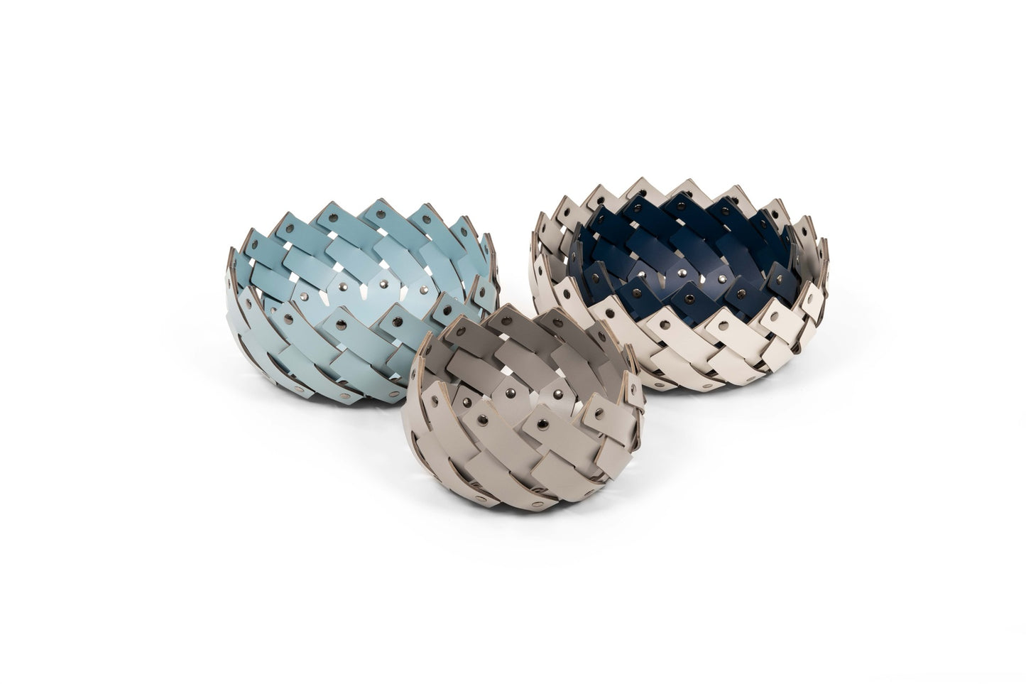 Panier en cuir régénéré tissé à la main d'Almeria