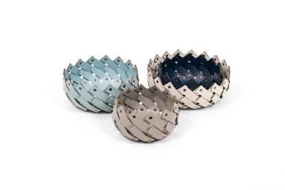 Panier en cuir régénéré tissé à la main d'Almeria