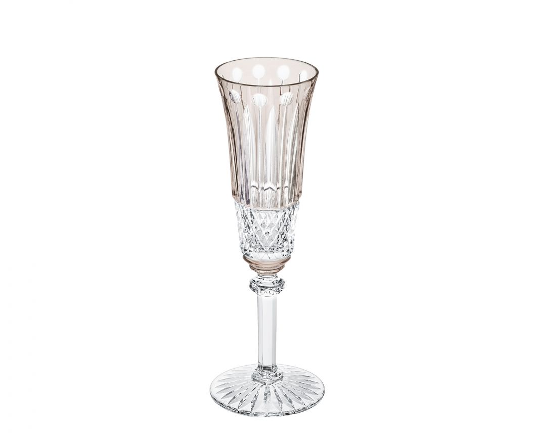 Tommy Crystal Champagne Flute by Saint-Louis | Timeless collection since 1928 | Features star-shaped base, diamond, bevel, pearl, and rim cuts | Elegance showcased in the Hall of Mirrors in Versailles | Offers audacious colors and functional new creations for contemporary uses | Collection: Tommy | Design: Timeless | Tableware and Champagne Flutes | 2Jour Concierge, your luxury lifestyle shop