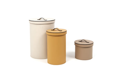 Leather-Covered Bin: Round with Waterproof Black Interior and Lid