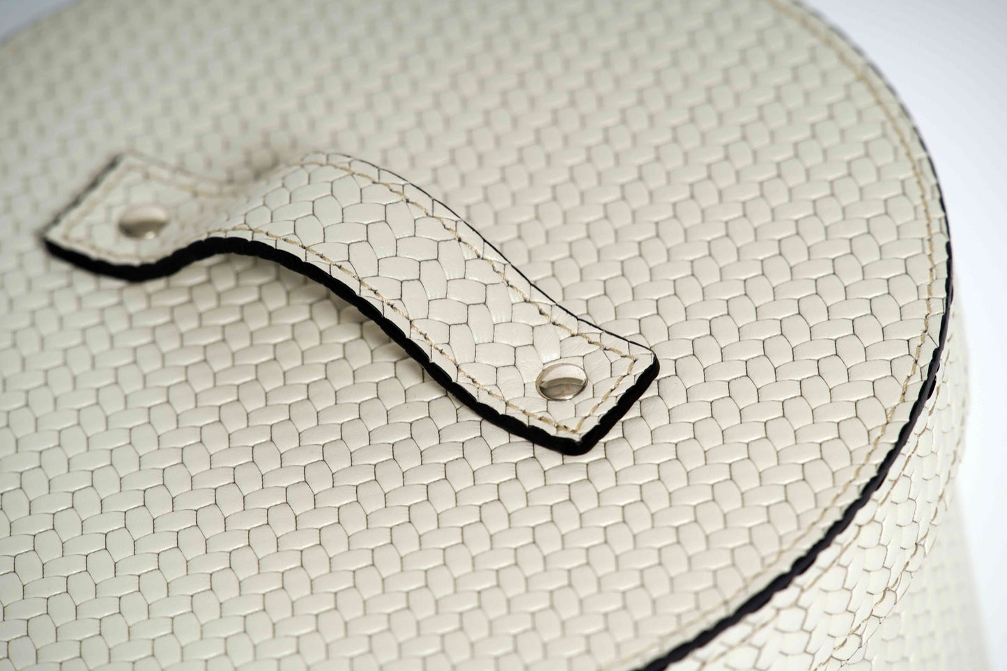 Leather-Covered Bin: Round with Waterproof Black Interior and Lid