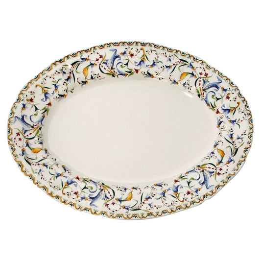 Gien Toscana oval platter | Part of the Toscana collection by Gien | Crafted in fine faïence at the Faïencerie de Gien in the Loire Valley | Made in France | Oval platter featuring the iconic Toscana motif, perfect for elegant serving and display | Tableware & serveware | 2Jour Concierge, your luxury lifestyle shop