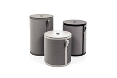 Panier rond Nadia en cuir régénéré avec couvercle