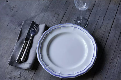 Les Filets Earthenware Dinner Plate with Hand-Painted Rim