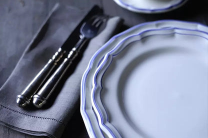 Les Filets Earthenware Dinner Plate with Hand-Painted Rim