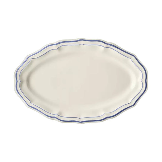 Gien Les Filets | Oval Platter: Fine earthenware with hand-painted rim and smooth, glazed finish, perfect for serving meats, vegetables, or composed dishes | Tableware & Serveware / Serving Dishes & Platters | 2Jour Concierge, your luxury lifestyle shop
