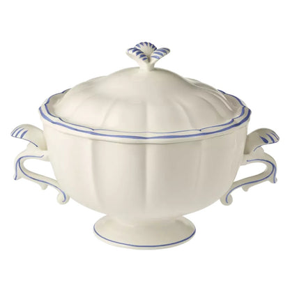Gien Les Filets | Soup Tureen: Fine earthenware with hand-painted rim and smooth, glazed finish, ideal for presenting soups and stews at the table | Tableware & Serveware / Tureens & Serving Bowls | 2Jour Concierge, your luxury lifestyle shop