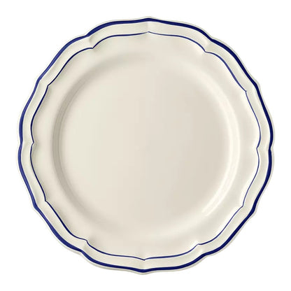 Les Filets Earthenware Dinner Plate with Hand-Painted Rim