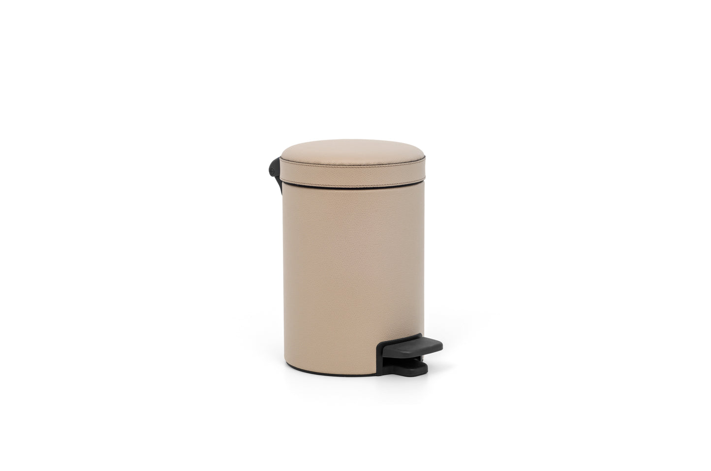 Leather-Covered Metal Pedal Bin
