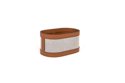 Penelope Wash Cloths Holder by Pinetti | Made from regenerated leather from vegetable-tanned leather scraps | Covered outside with ecru cotton | Home Decor and Accessories | 2Jour Concierge, your luxury lifestyle shop