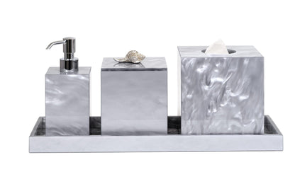 Pinetti Bea square tissue box | Part of the Bea bathroom set | Made in resin, available in cream, taupe, coffee, and light grey | Chrome or gold finish | A refined tissue box cover for a touch of sophistication | Bathroom accessories | 2Jour Concierge, your luxury lifestyle shop