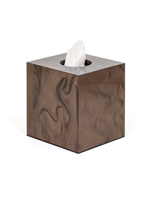 Pinetti Bea square tissue box | Part of the Bea bathroom set | Made in resin, available in cream, taupe, coffee, and light grey | Chrome or gold finish | A refined tissue box cover for a touch of sophistication | Bathroom accessories | 2Jour Concierge, your luxury lifestyle shop