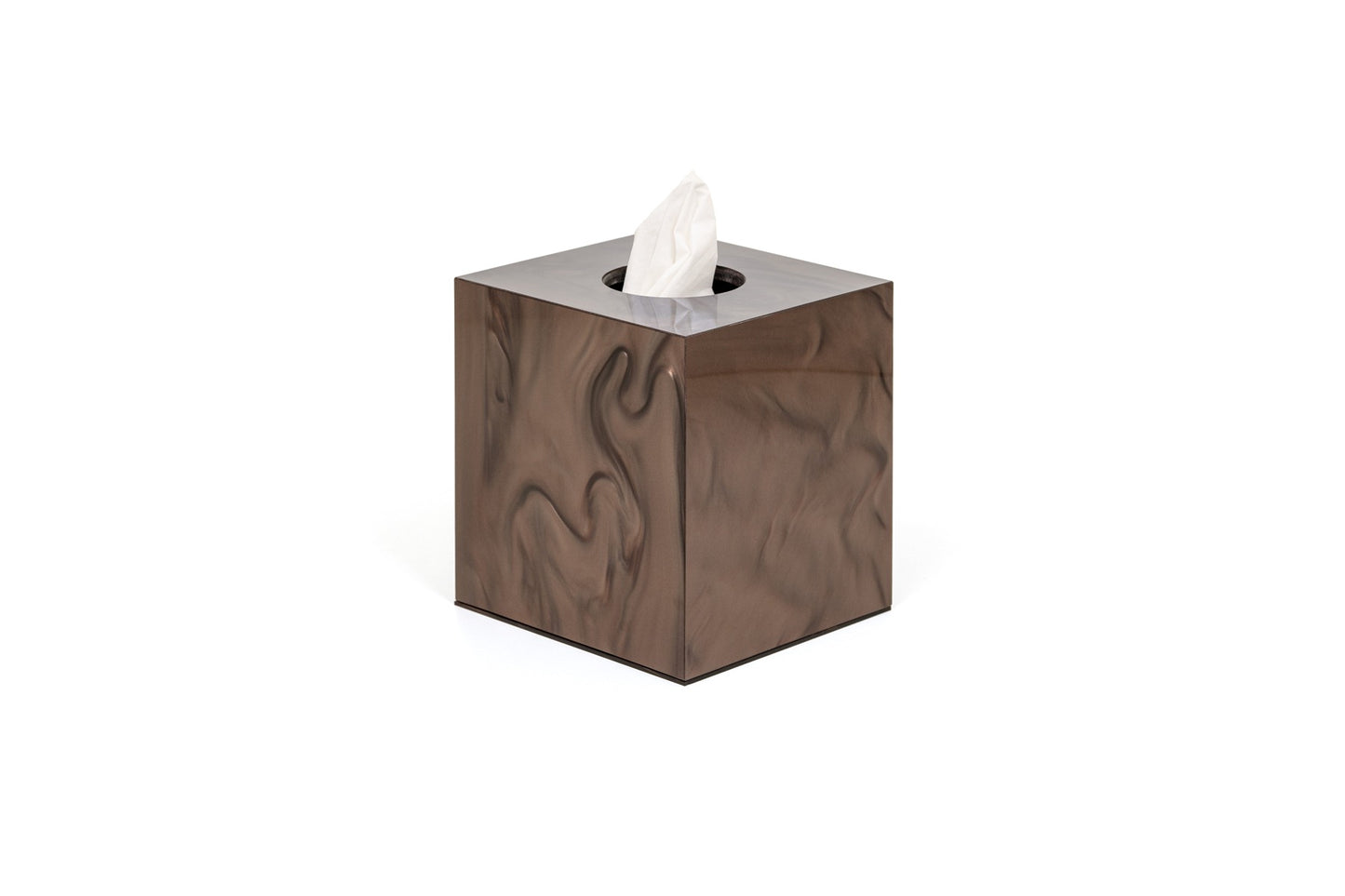 Pinetti Bea square tissue box | Part of the Bea bathroom set | Made in resin, available in cream, taupe, coffee, and light grey | Chrome or gold finish | A refined tissue box cover for a touch of sophistication | Bathroom accessories | 2Jour Concierge, your luxury lifestyle shop