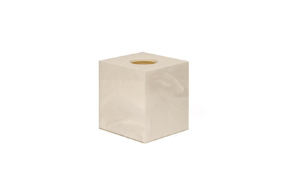 Pinetti Bea square tissue box | Part of the Bea bathroom set | Made in resin, available in cream, taupe, coffee, and light grey | Chrome or gold finish | A refined tissue box cover for a touch of sophistication | Bathroom accessories | 2Jour Concierge, your luxury lifestyle shop