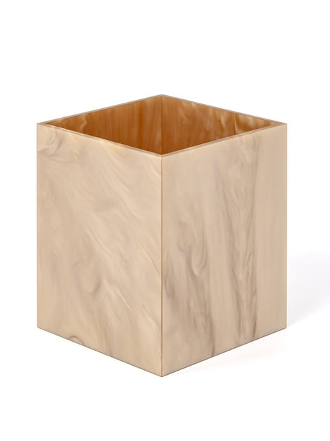 Pinetti Bea square paper bin | Part of the Bea bathroom set | Made in resin, available in cream, taupe, coffee, and light grey | Chrome or gold finish | A modern and elegant waste bin for any bathroom space | Bathroom accessories | 2Jour Concierge, your luxury lifestyle shop