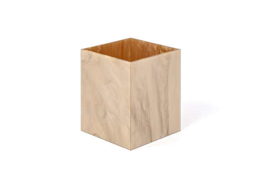 Pinetti Bea square paper bin | Part of the Bea bathroom set | Made in resin, available in cream, taupe, coffee, and light grey | Chrome or gold finish | A modern and elegant waste bin for any bathroom space | Bathroom accessories | 2Jour Concierge, your luxury lifestyle shop