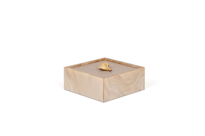 Bea Resin Box, Square With Lid and Leather Insert