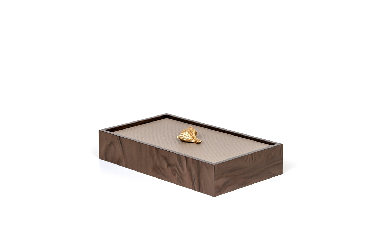 Bea Resin Box, Rectangular With Lid and Leather Insert