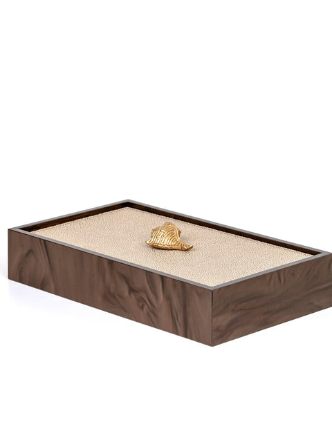 Bea Resin Box, Rectangular With Lid and Leather Insert