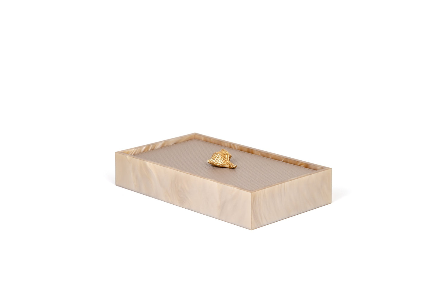 Bea Resin Box, Rectangular With Lid and Leather Insert