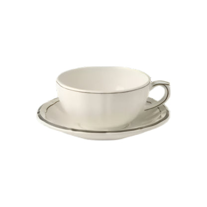 Gien Les Filets | Breakfast Cup & Saucer: Fine earthenware with hand-painted rim and smooth, glazed finish, perfect for tea, coffee, or hot chocolate at breakfast | Tableware & Serveware / Cups & Mugs | 2Jour Concierge, your luxury lifestyle shop