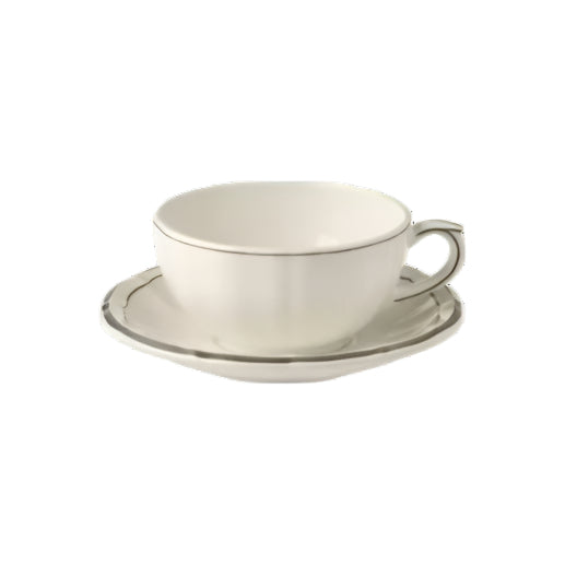 Gien Les Filets | Breakfast Cup & Saucer: Fine earthenware with hand-painted rim and smooth, glazed finish, perfect for tea, coffee, or hot chocolate at breakfast | Tableware & Serveware / Cups & Mugs | 2Jour Concierge, your luxury lifestyle shop