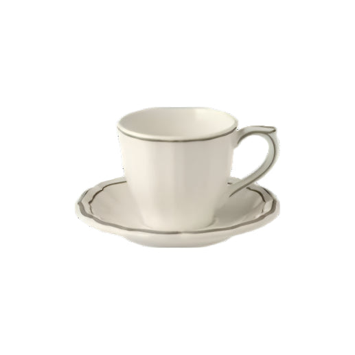 Gien Les Filets | US Tea Cup & Saucer: Fine earthenware with hand-painted rim and smooth, glazed finish, ideal for casual or formal tea moments | Tableware & Serveware / Cups & Mugs | 2Jour Concierge, your luxury lifestyle shop