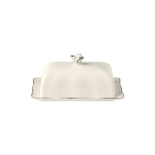 Gien Les Filets | Butter Dish: Fine earthenware with hand-painted rim and smooth, glazed finish, perfect for serving and storing butter in elegant style | Tableware & Serveware / Butter Dishes | 2Jour Concierge, your luxury lifestyle shop
