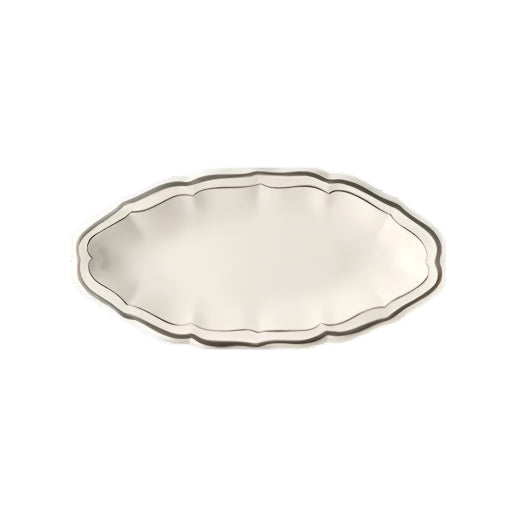 Gien Les Filets | Pickle Dish: Fine earthenware with hand-painted rim and smooth, glazed finish, ideal for serving condiments, olives, or small accompaniments | Tableware & Serveware / Serving Dishes & Platters | 2Jour Concierge, your luxury lifestyle shop