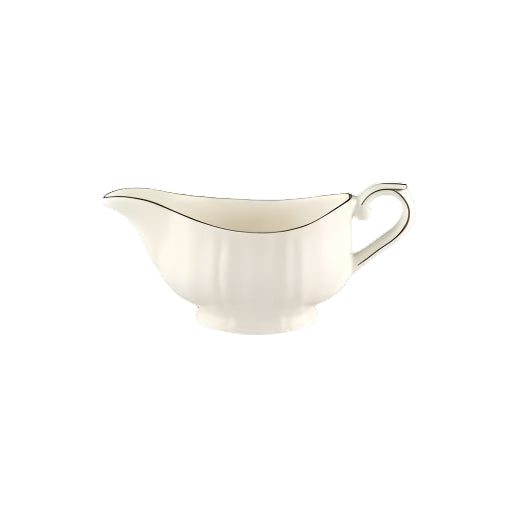 Gien Les Filets | Gravy Boat: Fine earthenware with hand-painted rim and smooth, glazed finish, perfect for serving sauces or gravies in timeless style | Tableware & Serveware / Sauce & Gravy Boats | 2Jour Concierge, your luxury lifestyle shop