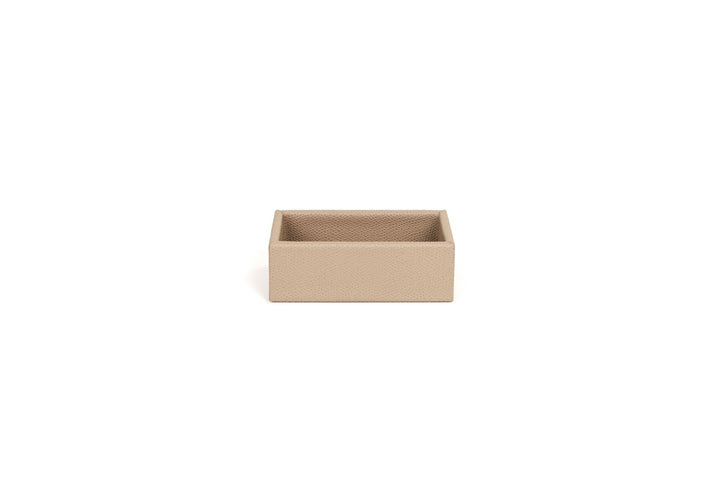 Pinetti | Poseidon Small Rectangular Box: Compact leather-covered rectangular box for bathroom or vanity | Bathroom | 2Jour Concierge, your luxury lifestyle shop | luxury bathroom box, small leather box, Pinetti bathroom accessory, Poseidon collection, Italian luxury bathroom, designer vanity box, premium bathroom storage