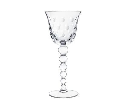 Bubbles Crystal Water Glass by Saint-Louis | Distinctive leg in the shape of stacked marbles, with bubbles on the parison | Inspired by the glass bead at the end of the blower's cane | Clear crystal | Collection: Bubbles | Design: Contemporary | Designer: Teleri Ann Jones | 2Jour Concierge, your luxury lifestyle shop