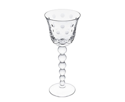 Bubbles Crystal Water Glass by Saint-Louis | Distinctive leg in the shape of stacked marbles, with bubbles on the parison | Inspired by the glass bead at the end of the blower's cane | Clear crystal | Collection: Bubbles | Design: Contemporary | Designer: Teleri Ann Jones | 2Jour Concierge, your luxury lifestyle shop