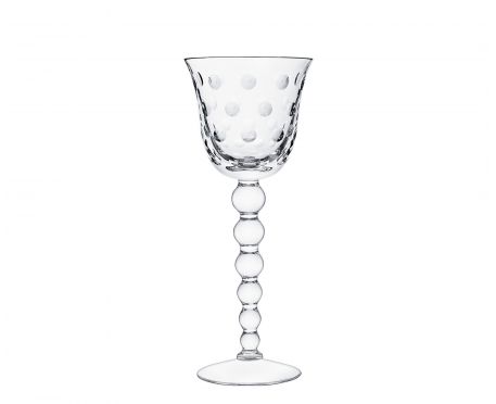 Bubbles Crystal Wine Glass by Saint-Louis | Distinctive leg in the shape of stacked marbles, with bubbles on the parison | Inspired by the glass bead at the end of the blower's cane | Clear crystal | Collection: Bubbles | Design: Contemporary | Designer: Teleri Ann Jones | 2Jour Concierge, your luxury lifestyle shop