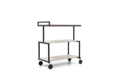 Albert Serving Trolley by Pinetti | Burnished metal structure | Floors and details in leather | Home Decor and Furniture | 2Jour Concierge, your luxury lifestyle shop