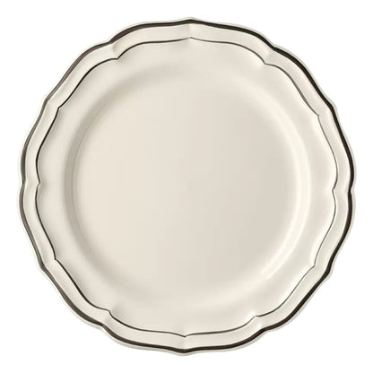 Les Filets Earthenware Dinner Plate with Hand-Painted Rim