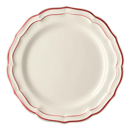 Les Filets Earthenware Dinner Plate with Hand-Painted Rim