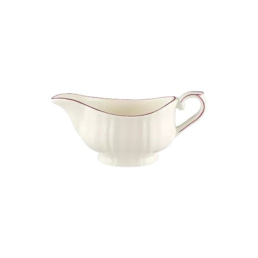 Gien Les Filets | Gravy Boat: Fine earthenware with hand-painted rim and smooth, glazed finish, perfect for serving sauces or gravies in timeless style | Tableware & Serveware / Sauce & Gravy Boats | 2Jour Concierge, your luxury lifestyle shop
