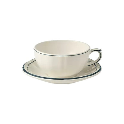 Gien Pivoines Vertes | Breakfast Cup & Saucer: Fine earthenware with hand-painted green floral motif and smooth, glazed finish, perfect for elegant morning coffee or tea | Tableware & Serveware / Cups & Mugs | 2Jour Concierge, your luxury lifestyle shop